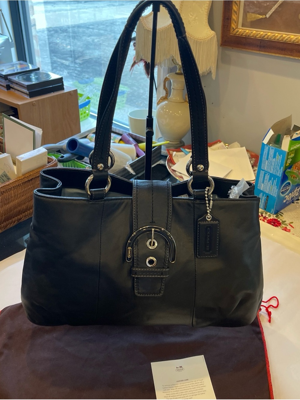 Coach Ashley Patent Leather Large Carryall shoulder bag Y2K black silver buckle